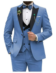 Slim Fit Men Suits Double Breasted Groom Formal Business Male Blazer Set Peak Lapel Party Wedding Tuxedo (Jacket+Vest+Pants) - SHOWLU FASHION STORE