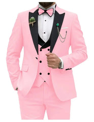 Slim Fit Men Suits Double Breasted Groom Formal Business Male Blazer Set Peak Lapel Party Wedding Tuxedo (Jacket+Vest+Pants) - SHOWLU FASHION STORE