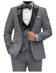 Slim Fit Men Suits Double Breasted Groom Formal Business Male Blazer Set Peak Lapel Party Wedding Tuxedo (Jacket+Vest+Pants) - SHOWLU FASHION STORE