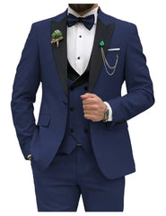 Slim Fit Men Suits Double Breasted Groom Formal Business Male Blazer Set Peak Lapel Party Wedding Tuxedo (Jacket+Vest+Pants) - SHOWLU FASHION STORE