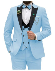 Slim Fit Men Suits Double Breasted Groom Formal Business Male Blazer Set Peak Lapel Party Wedding Tuxedo (Jacket+Vest+Pants) - SHOWLU FASHION STORE