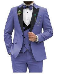 Slim Fit Men Suits Double Breasted Groom Formal Business Male Blazer Set Peak Lapel Party Wedding Tuxedo (Jacket+Vest+Pants) - SHOWLU FASHION STORE