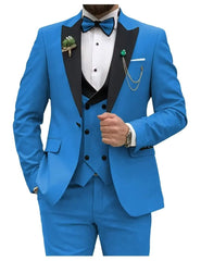 Slim Fit Men Suits Double Breasted Groom Formal Business Male Blazer Set Peak Lapel Party Wedding Tuxedo (Jacket+Vest+Pants) - SHOWLU FASHION STORE