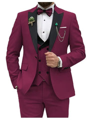 Slim Fit Men Suits Double Breasted Groom Formal Business Male Blazer Set Peak Lapel Party Wedding Tuxedo (Jacket+Vest+Pants) - SHOWLU FASHION STORE