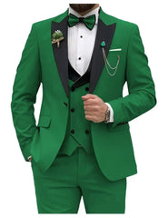Slim Fit Men Suits Double Breasted Groom Formal Business Male Blazer Set Peak Lapel Party Wedding Tuxedo (Jacket+Vest+Pants) - SHOWLU FASHION STORE