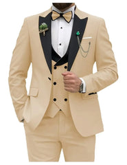 Slim Fit Men Suits Double Breasted Groom Formal Business Male Blazer Set Peak Lapel Party Wedding Tuxedo (Jacket+Vest+Pants) - SHOWLU FASHION STORE