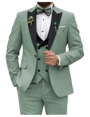 Slim Fit Men Suits Double Breasted Groom Formal Business Male Blazer Set Peak Lapel Party Wedding Tuxedo (Jacket+Vest+Pants) - SHOWLU FASHION STORE