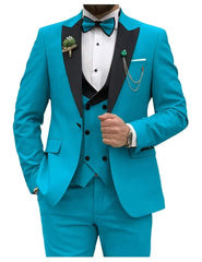 Slim Fit Men Suits Double Breasted Groom Formal Business Male Blazer Set Peak Lapel Party Wedding Tuxedo (Jacket+Vest+Pants) - SHOWLU FASHION STORE