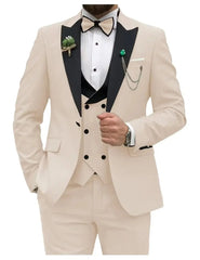 Slim Fit Men Suits Double Breasted Groom Formal Business Male Blazer Set Peak Lapel Party Wedding Tuxedo (Jacket+Vest+Pants) - SHOWLU FASHION STORE