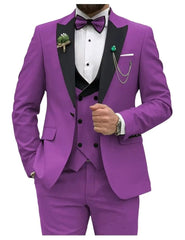 Slim Fit Men Suits Double Breasted Groom Formal Business Male Blazer Set Peak Lapel Party Wedding Tuxedo (Jacket+Vest+Pants) - SHOWLU FASHION STORE