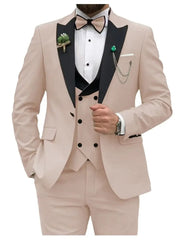 Slim Fit Men Suits Double Breasted Groom Formal Business Male Blazer Set Peak Lapel Party Wedding Tuxedo (Jacket+Vest+Pants) - SHOWLU FASHION STORE