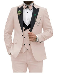 Slim Fit Men Suits Double Breasted Groom Formal Business Male Blazer Set Peak Lapel Party Wedding Tuxedo (Jacket+Vest+Pants) - SHOWLU FASHION STORE