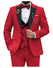 Slim Fit Men Suits Double Breasted Groom Formal Business Male Blazer Set Peak Lapel Party Wedding Tuxedo (Jacket+Vest+Pants) - SHOWLU FASHION STORE