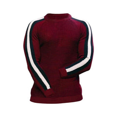 Slim Men's Waffle Long - Sleeve Crew Neck Sweater - SHOWLU FASHION STORE