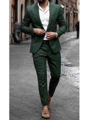 Smart Green Men's Suits Single Breasted Two Pieces (Jacket+Pants) Blazer Set Formal Business Gentleman Wedding Party Groom's Set - SHOWLU FASHION STORE