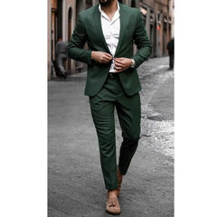 Smart Green Men's Suits Single Breasted Two Pieces (Jacket+Pants) Blazer Set Formal Business Gentleman Wedding Party Groom's Set - SHOWLU FASHION STORE