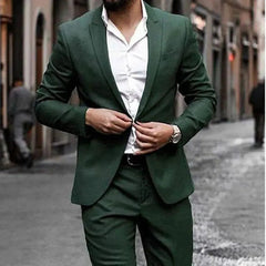 Smart Green Men's Suits Single Breasted Two Pieces (Jacket+Pants) Blazer Set Formal Business Gentleman Wedding Party Groom's Set - SHOWLU FASHION STORE