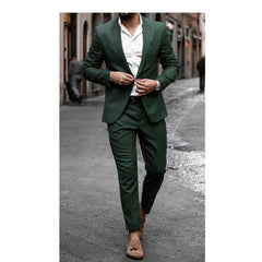 Smart Green Men's Suits Single Breasted Two Pieces (Jacket+Pants) Blazer Set Formal Business Gentleman Wedding Party Groom's Set - SHOWLU FASHION STORE