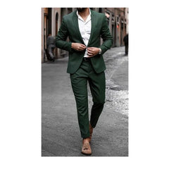 Smart Green Men's Suits Single Breasted Two Pieces (Jacket+Pants) Blazer Set Formal Business Gentleman Wedding Party Groom's Set - SHOWLU FASHION STORE