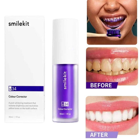 SMILEKIT V34 Purple Whitening Toothpaste Remove Smoke Stain Remove Stains Reduce Yellowing Care For Teeth Gums Fresh Breath - SHOWLU FASHION STORE