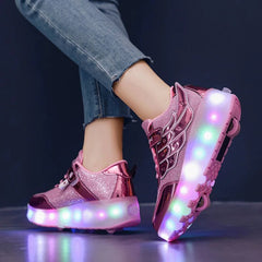 Sneakers Roller Shoes Outdoor Deformation Parkour Skates Dual - Use Children Girls Boys Adult Men Women Unisex Roller Skates - SHOWLU FASHION STORE