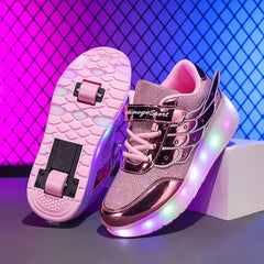 Sneakers Roller Shoes Outdoor Deformation Parkour Skates Dual - Use Children Girls Boys Adult Men Women Unisex Roller Skates - SHOWLU FASHION STORE