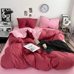 Solid Color Duvet Cover Set 100% Washed Cotton Bedding Set Super Soft Comfortable Lightweight Comforter Cover with 2 Pillowcases - SHOWLU FASHION STORE