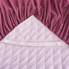 Solid Color Luxury Thick Velvet Quilted Bedspread Queen King Size Lace Embroidery Short Plush Bed Skirt Not Included Pillowcase - SHOWLU FASHION STORE