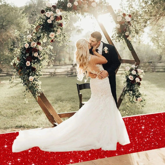 Sparkling Red Carpet - Non Slip, Washable, Perfect for Wedding Aisles, Parties, Holiday Decorations, and Home Decor, - SHOWLU FASHION STORE