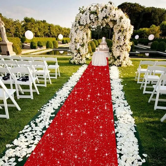 Sparkling Red Carpet - Non Slip, Washable, Perfect for Wedding Aisles, Parties, Holiday Decorations, and Home Decor, - SHOWLU FASHION STORE