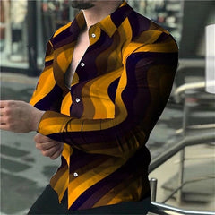Spring and Autumn men's cardigan, men's shirt 3D digital printed shirt, oversized men's shirt, long sleeved shirt trend design - SHOWLU FASHION STORE
