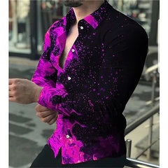 Spring and Autumn men's cardigan, men's shirt 3D digital printed shirt, oversized men's shirt, long sleeved shirt trend design - SHOWLU FASHION STORE