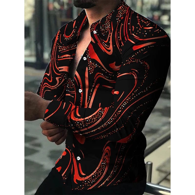 Spring and Autumn men's cardigan, men's shirt 3D digital printed shirt, oversized men's shirt, long sleeved shirt trend design - SHOWLU FASHION STORE