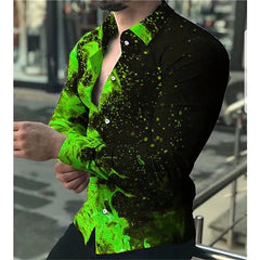 Spring and Autumn men's cardigan, men's shirt 3D digital printed shirt, oversized men's shirt, long sleeved shirt trend design - SHOWLU FASHION STORE