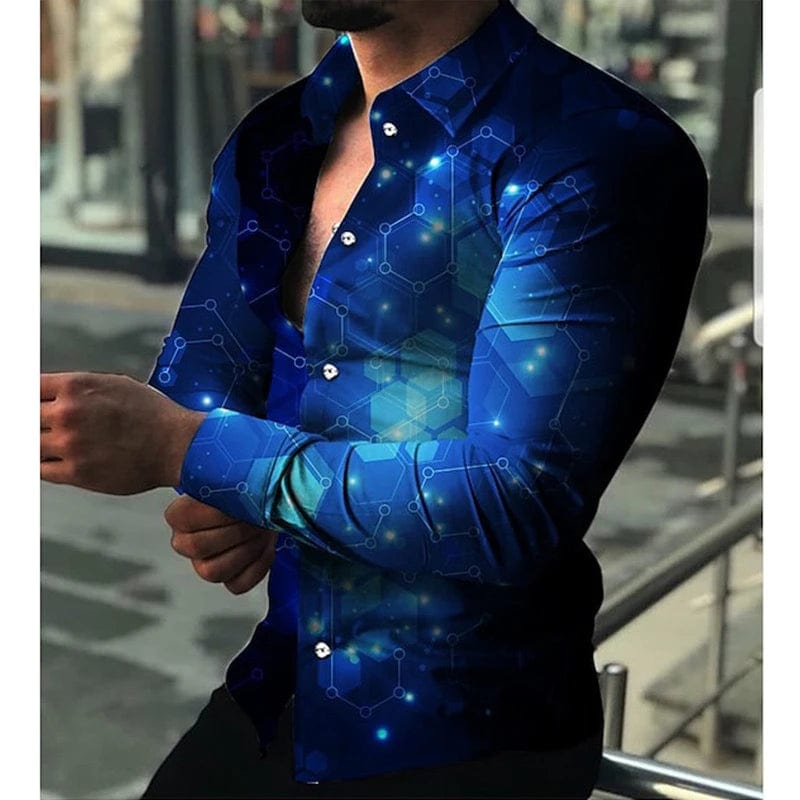 Spring and Autumn men's cardigan, men's shirt 3D digital printed shirt, oversized men's shirt, long sleeved shirt trend design - SHOWLU FASHION STORE