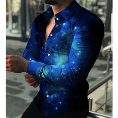 Spring and Autumn men's cardigan, men's shirt 3D digital printed shirt, oversized men's shirt, long sleeved shirt trend design - SHOWLU FASHION STORE