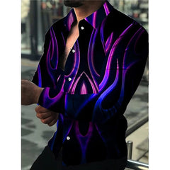 Spring and Autumn men's cardigan, men's shirt 3D digital printed shirt, oversized men's shirt, long sleeved shirt trend design - SHOWLU FASHION STORE