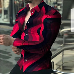 Spring and Autumn men's cardigan, men's shirt 3D digital printed shirt, oversized men's shirt, long sleeved shirt trend design - SHOWLU FASHION STORE