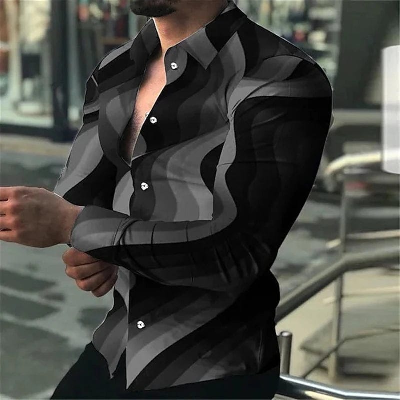 Spring and Autumn men's cardigan, men's shirt 3D digital printed shirt, oversized men's shirt, long sleeved shirt trend design - SHOWLU FASHION STORE