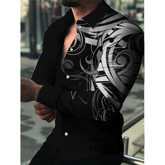 Spring and Autumn men's cardigan, men's shirt 3D digital printed shirt, oversized men's shirt, long sleeved shirt trend design - SHOWLU FASHION STORE
