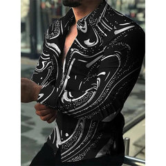 Spring and Autumn men's cardigan, men's shirt 3D digital printed shirt, oversized men's shirt, long sleeved shirt trend design - SHOWLU FASHION STORE