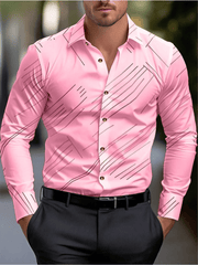 Spring and Autumn Men's Suit Lapel Fashion Shirt Pink Long Sleeve High Quality Fashion Casual Soft and Comfortable Men's Shirt - SHOWLU FASHION STORE