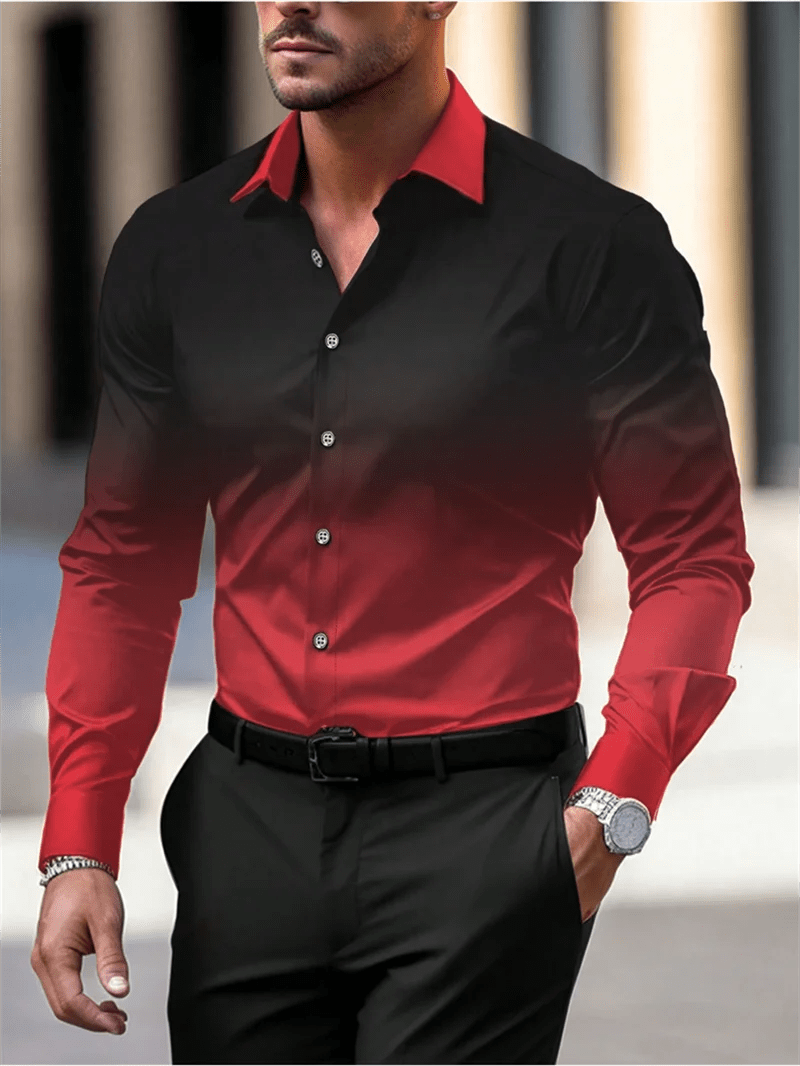 Spring and Autumn Men's Suit Lapel Fashion Shirt Pink Long Sleeve High Quality Fashion Casual Soft and Comfortable Men's Shirt - SHOWLU FASHION STORE
