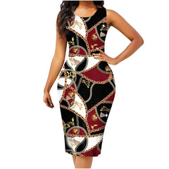 Spring and Summer New Fashion Women's Sleeveless Wrapped Hip Print Dress Women's Clothing - SHOWLU FASHION STORE