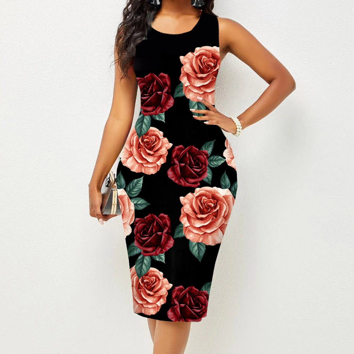 Spring and Summer New Fashion Women's Sleeveless Wrapped Hip Print Dress Women's Clothing - SHOWLU FASHION STORE