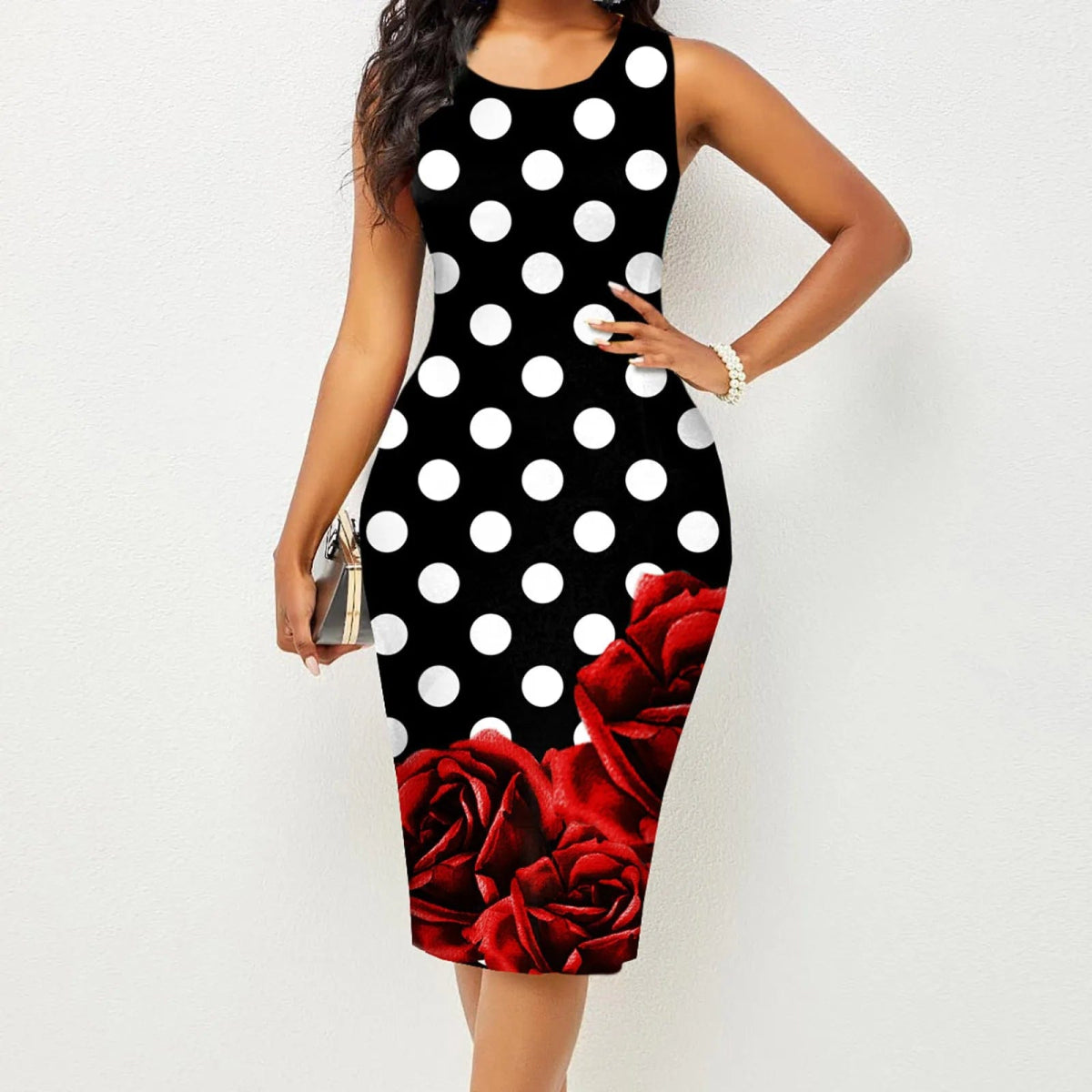 Spring and Summer New Fashion Women's Sleeveless Wrapped Hip Print Dress Women's Clothing - SHOWLU FASHION STORE