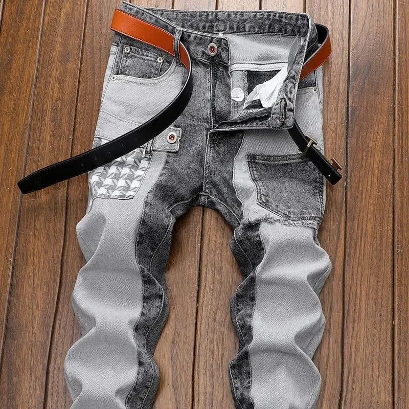 spring autumn cargos Men's clothing straight new Cargo slim casual original designer cowboy work Splice jeans pants Trousers - SHOWLU FASHION STORE