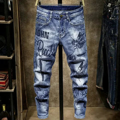 spring autumn cargos Men's clothing straight new Cargo slim casual original designer cowboy work Splice jeans pants Trousers - SHOWLU FASHION STORE