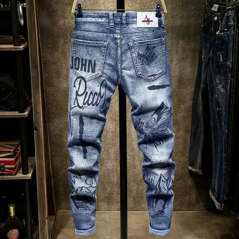 spring autumn cargos Men's clothing straight new Cargo slim casual original designer cowboy work Splice jeans pants Trousers - SHOWLU FASHION STORE
