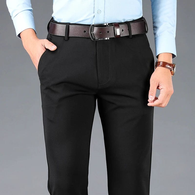 Spring Autumn Men's Casual Pants Elastic Business Trousers Fashion Comfortable Office Korean Japanese Spandex Formal Pants Black - SHOWLU FASHION STORE